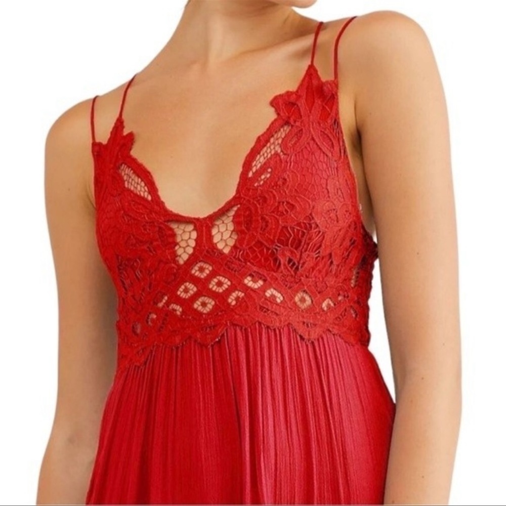 Free People Red Lace-Trim Maxi Dress - Picture 6 of 9